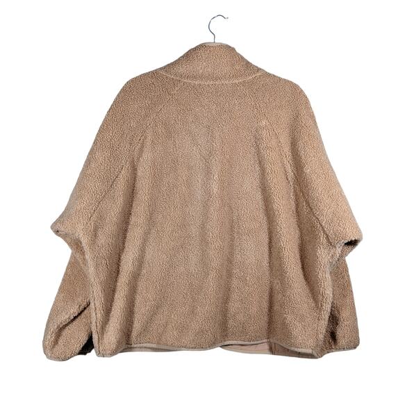 All in Motion Sherpa Jacket L Zip Front Beige Camel Sweatshirt Relax Fit Layer - Picture 10 of 10